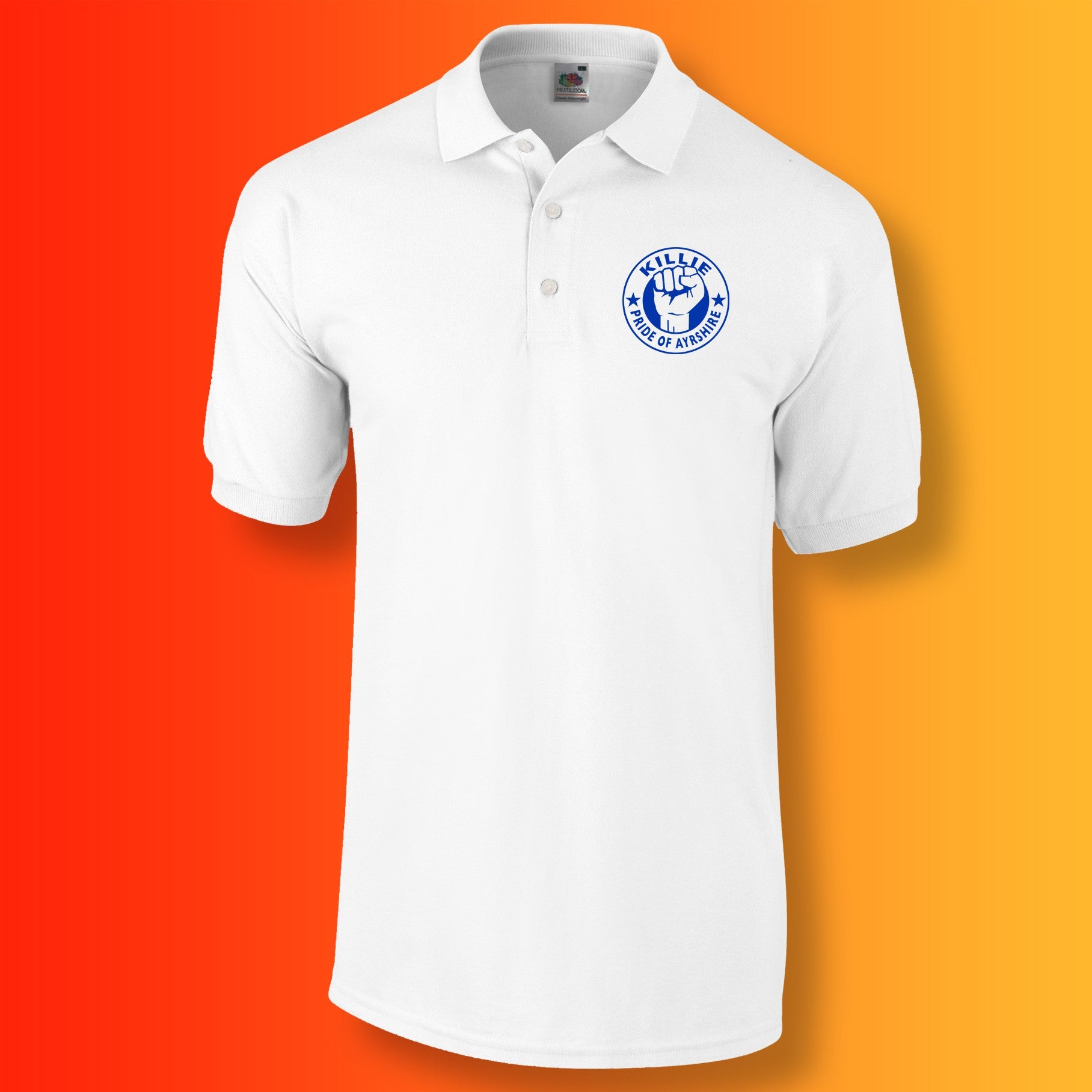 Killie Polo Shirt with The Pride of Ayrshire Design White