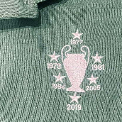 Retro Liverpool Six Time European Cup Winners Embroidered Classic Polo Shirt - Bottle Green 3XL