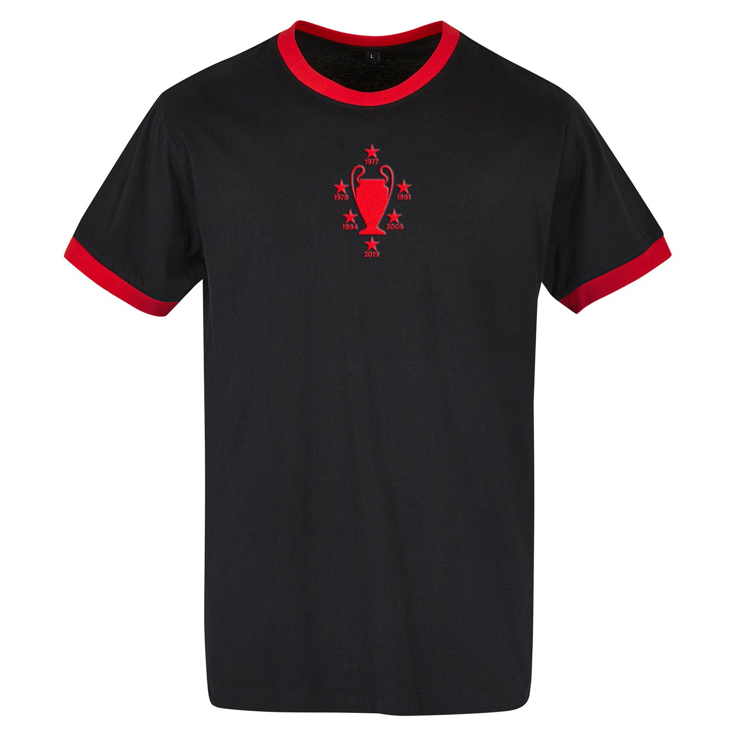 Retro Liverpool Six Time European Cup Winners Embroidered Ringer Shirt