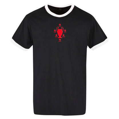 Retro Liverpool Six Time European Cup Winners Embroidered Ringer Shirt