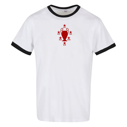 Retro Liverpool Six Time European Cup Winners Embroidered Ringer Shirt