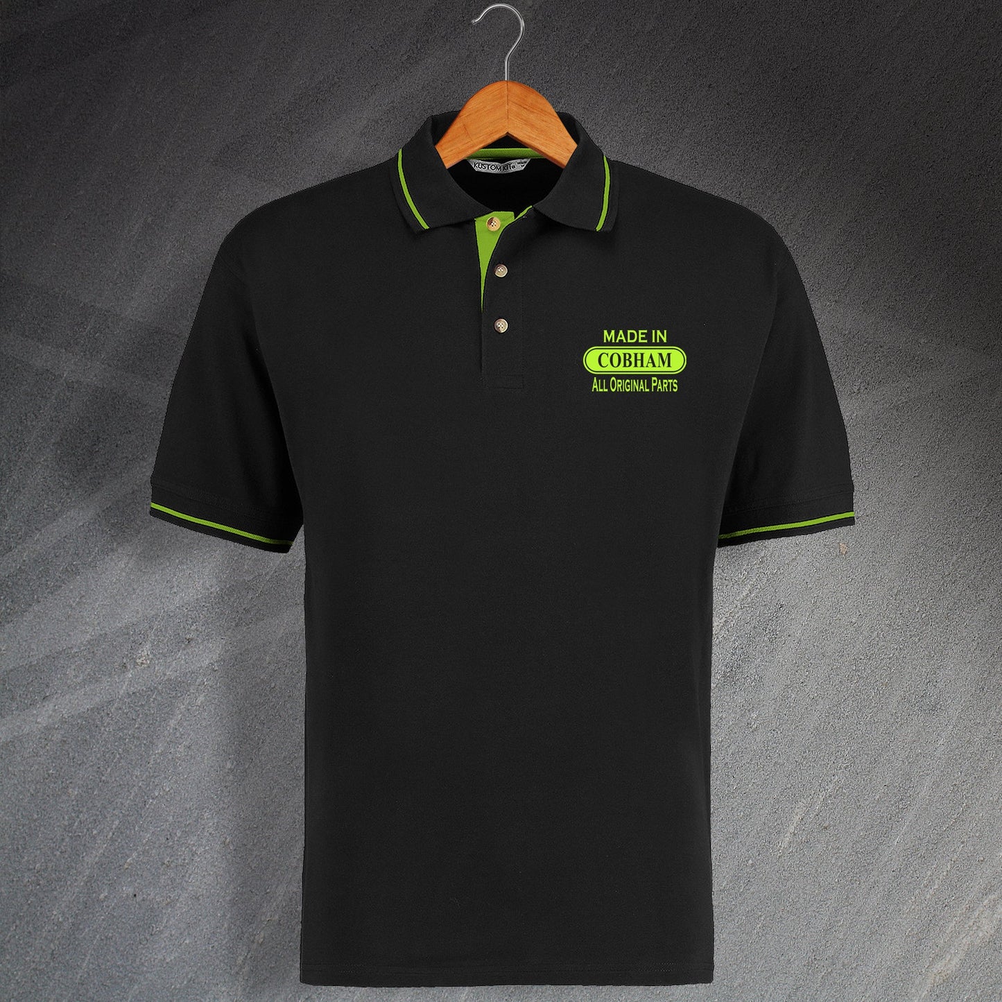 Made In Cobham All Original Parts Unisex Embroidered Contrast Polo Shirt