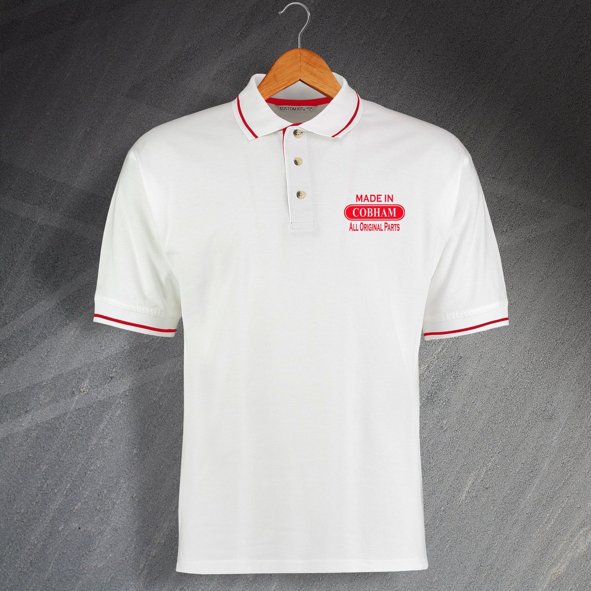 Made In Cobham All Original Parts Unisex Embroidered Contrast Polo Shirt