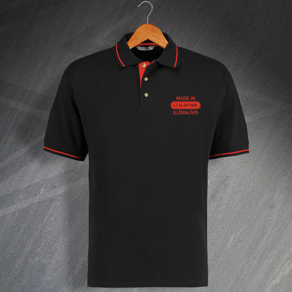 Made In Guildford All Original Parts Unisex Embroidered Contrast Polo Shirt