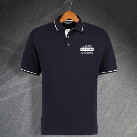 Made In Guildford All Original Parts Unisex Embroidered Contrast Polo Shirt