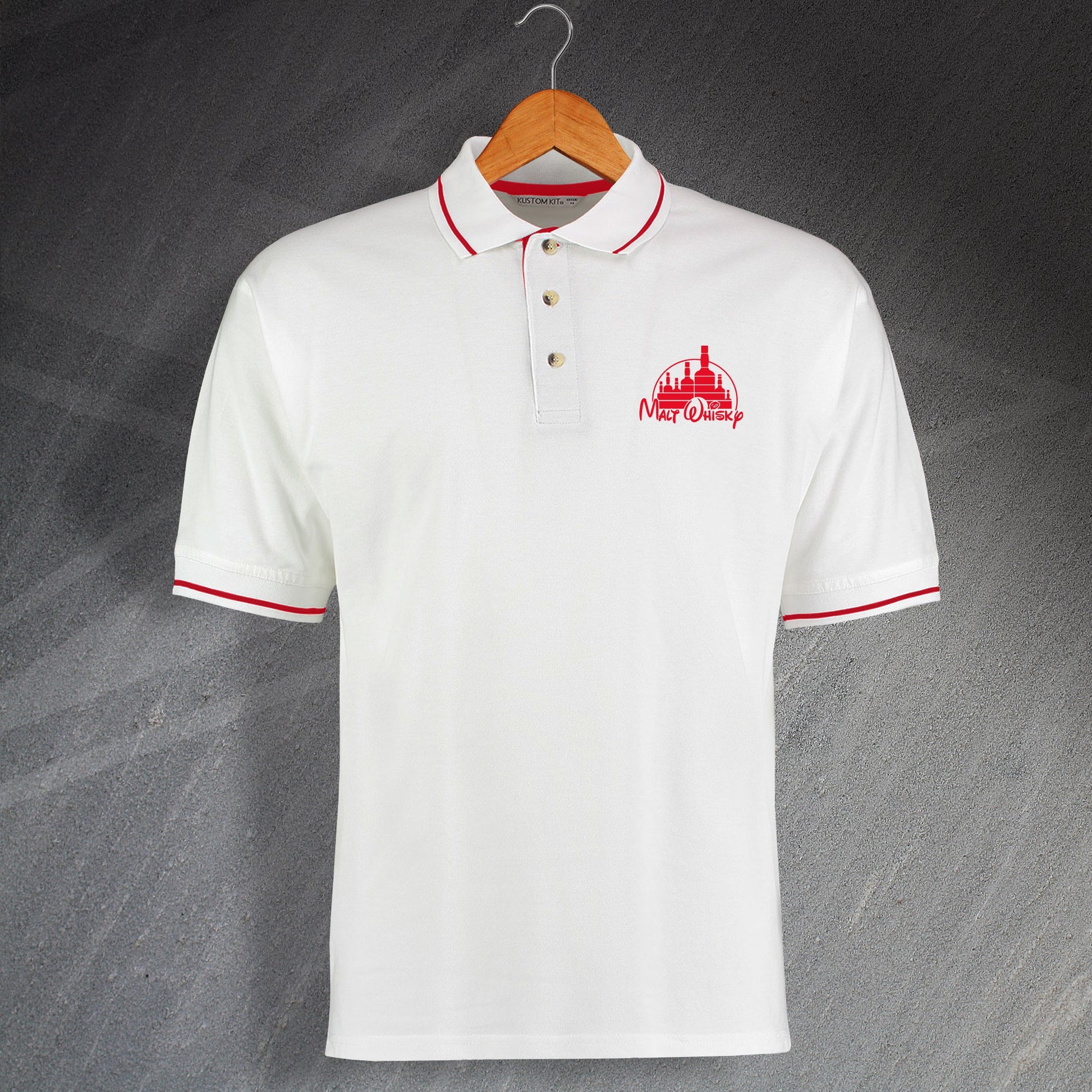 Malt Whisky Embroidered Contrast Polo Shirt