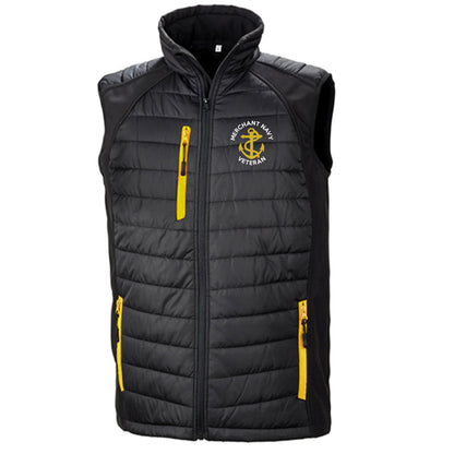 Merchant Navy Veteran Anchor Embroidered Compass Padded Softshell Gilet