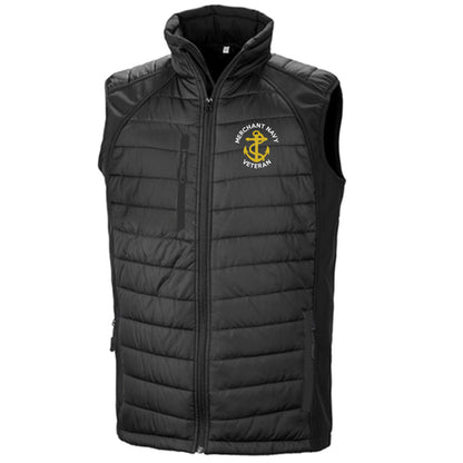 Merchant Navy Veteran Anchor Embroidered Compass Padded Softshell Gilet