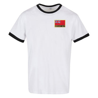 Merchant Navy Red Ensign Embroidered Ringer Shirt