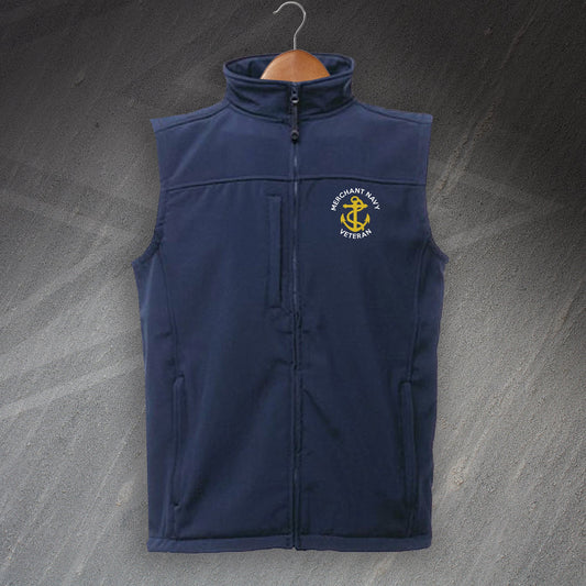 Merchant Navy Veteran Anchor Embroidered Flux Softshell Bodywarmer
