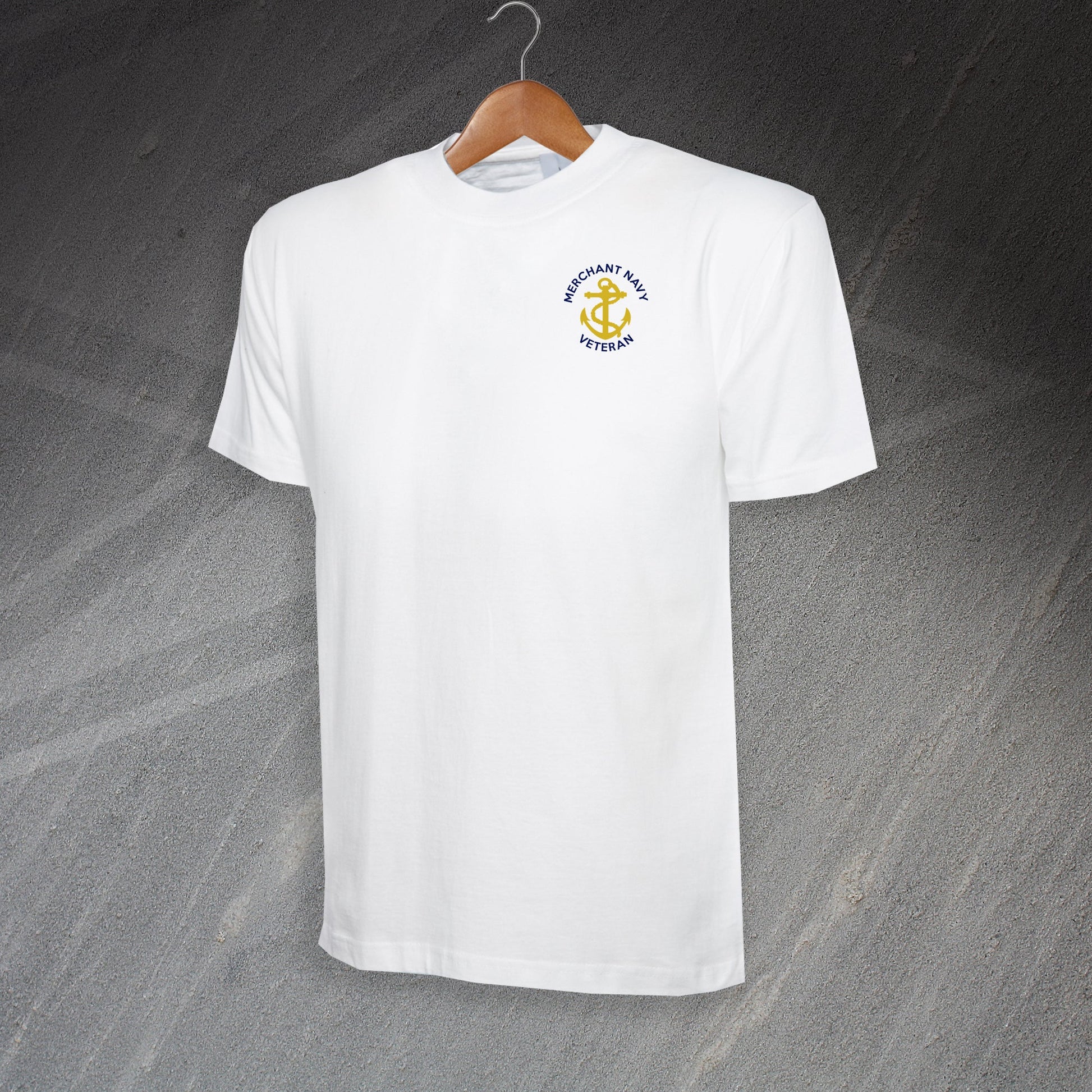 Merchant Navy Veteran Anchor Embroidered T-Shirt