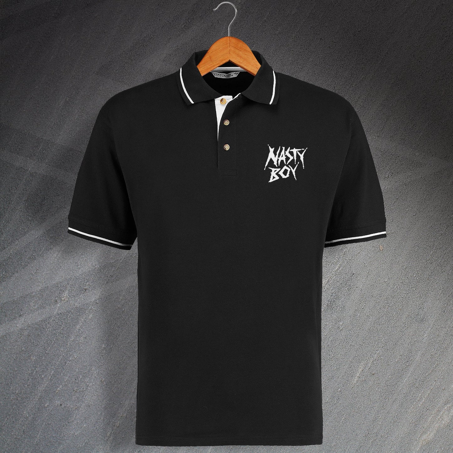 Nasty Boy Embroidered Contrast Polo Shirt