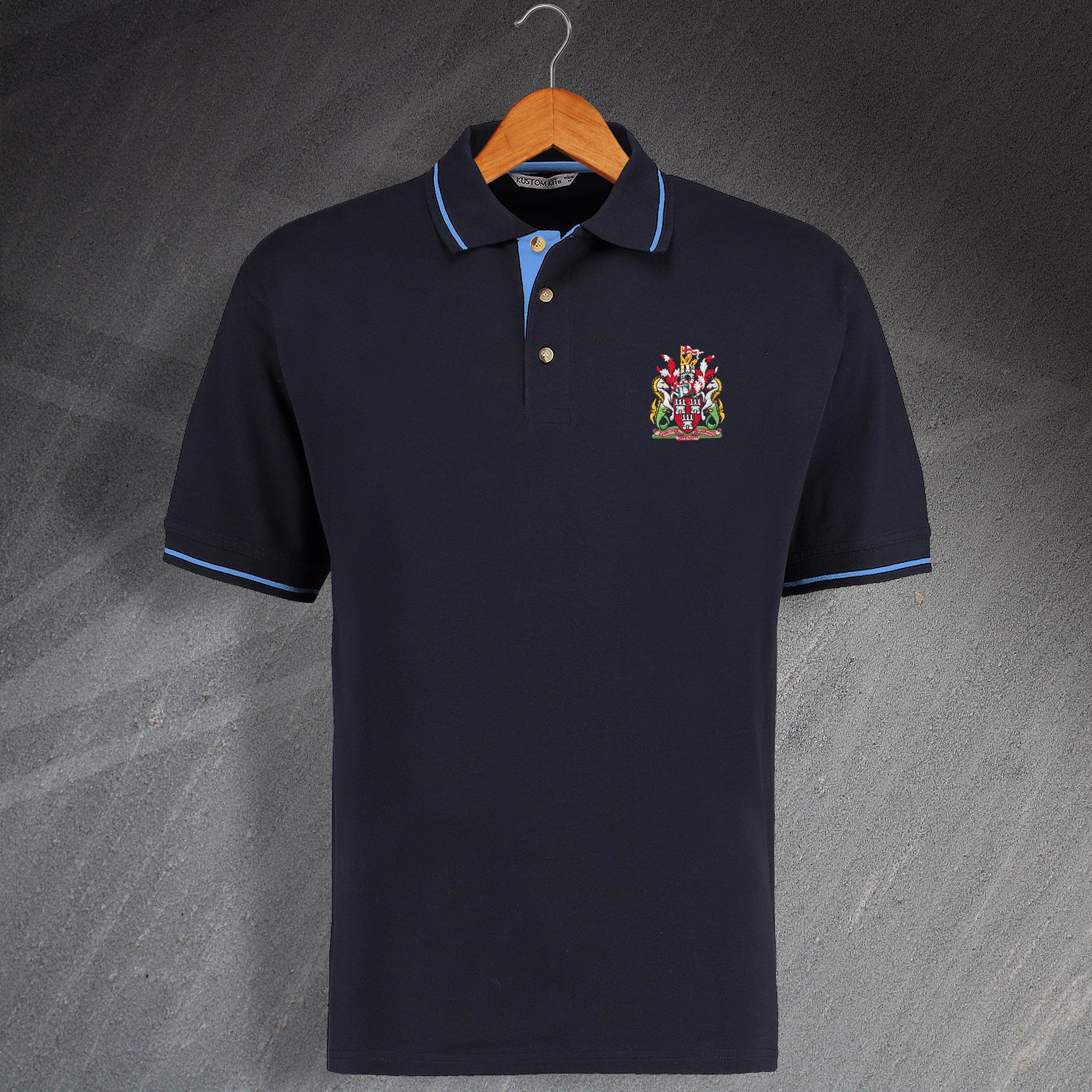 Retro Newcastle Embroidered Contrast Polo Shirt