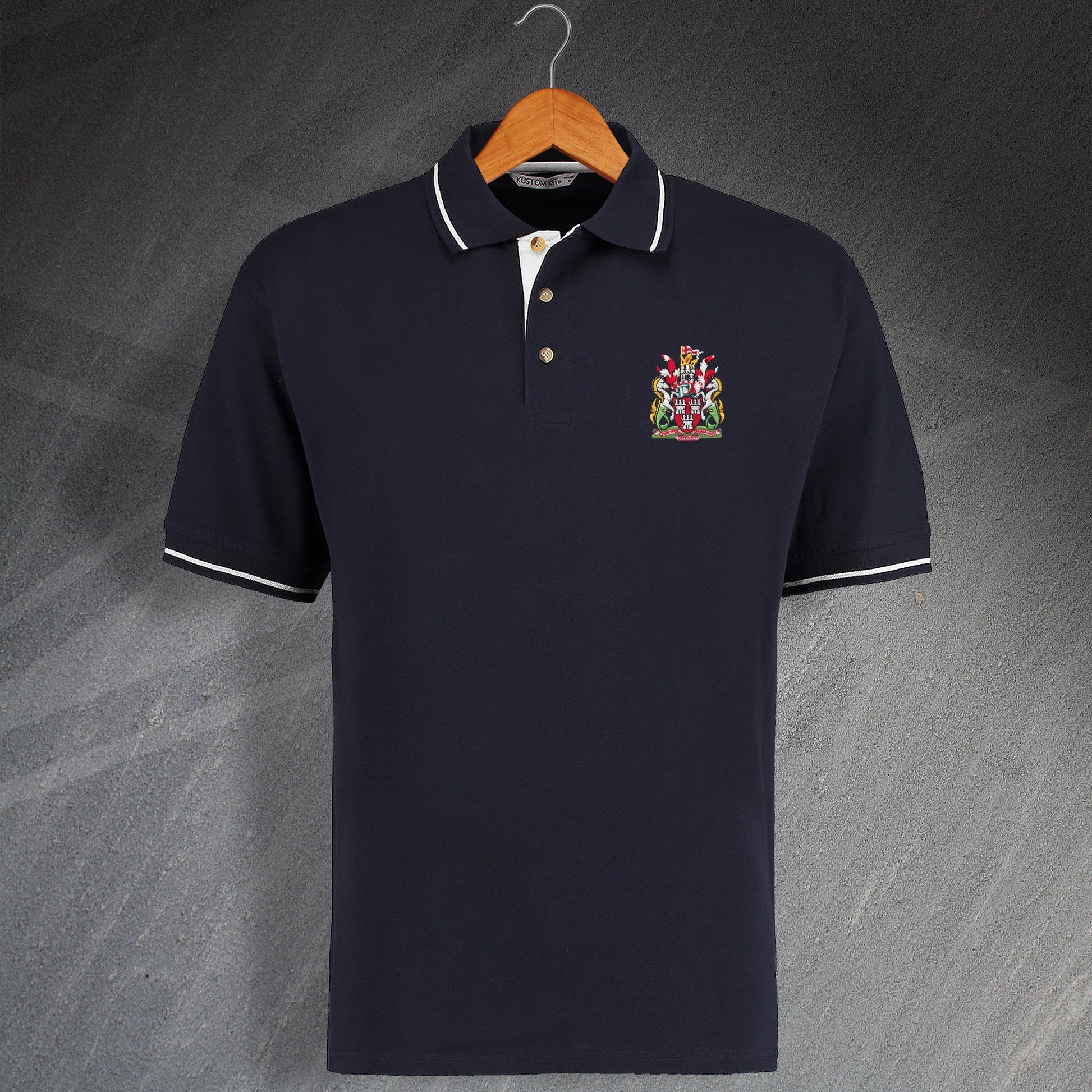 Retro Newcastle Embroidered Contrast Polo Shirt