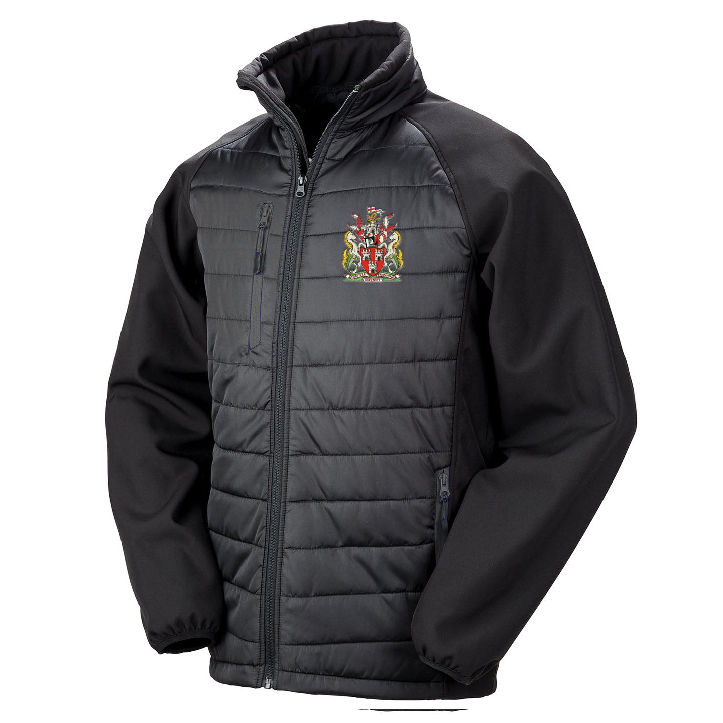 Retro Newcastle 1969 Embroidered Compass Padded Softshell Jacket
