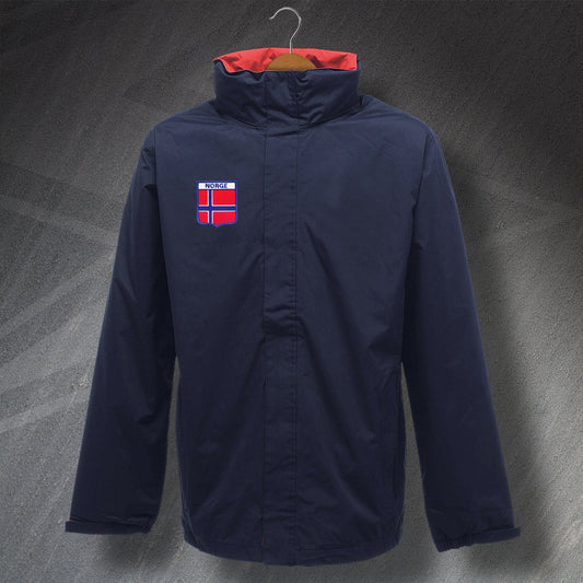 Norway Waterproof Jacket with Embroidered Norge Flag Badge