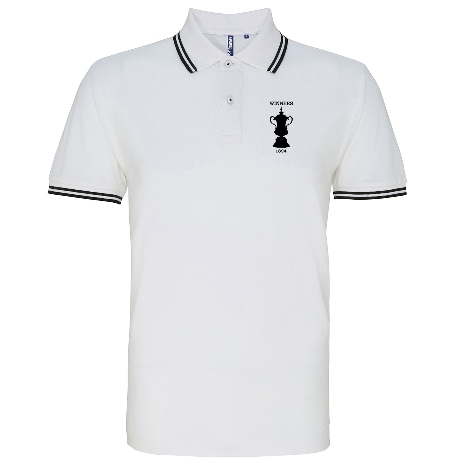 Retro Notts County 1894 FA Cup Winners Embroidered Tipped Polo Shirt