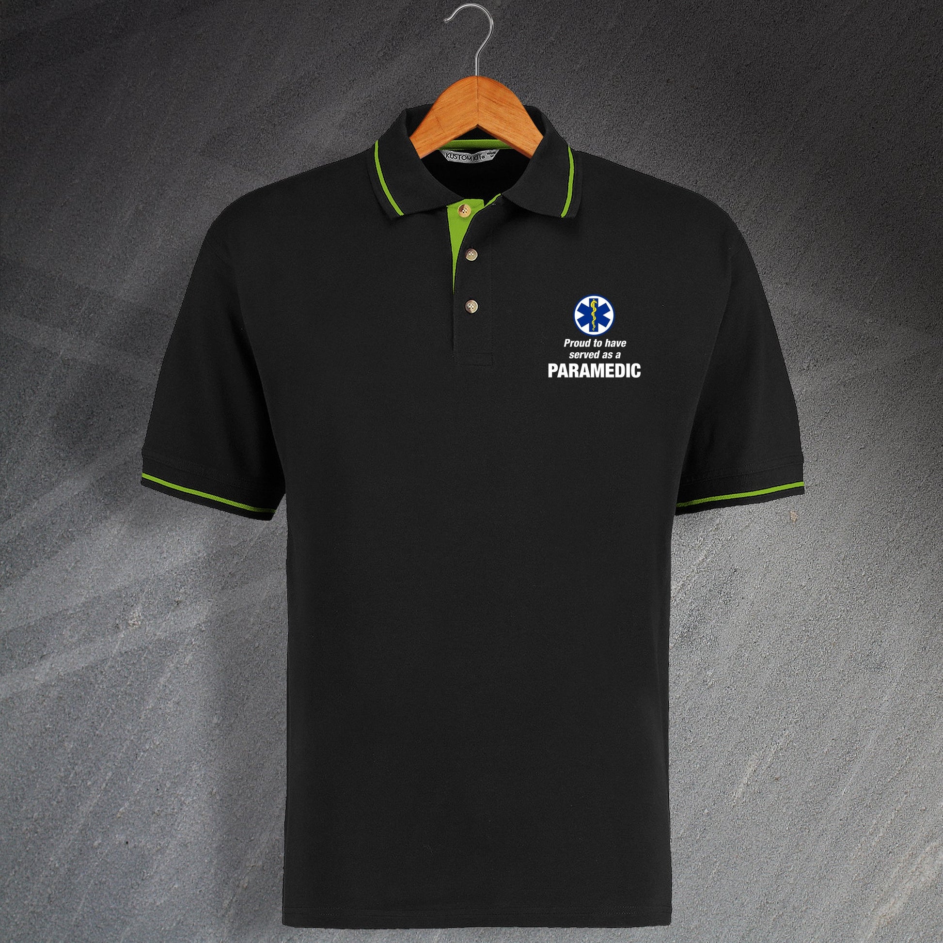Proud to Have Served as a Paramedic Embroidered Contrast Polo Shirt