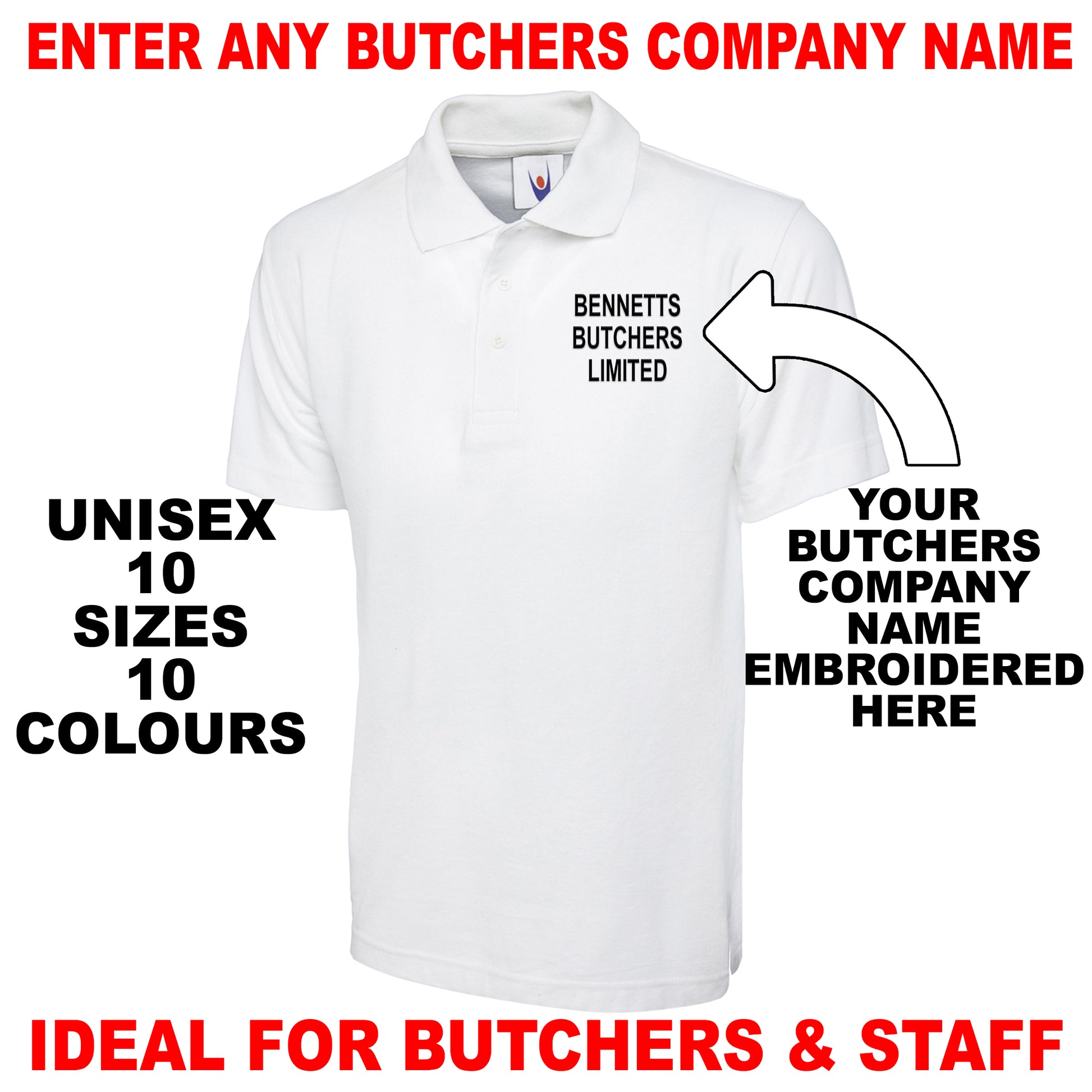 Personalised Butchers Polo Shirts UK