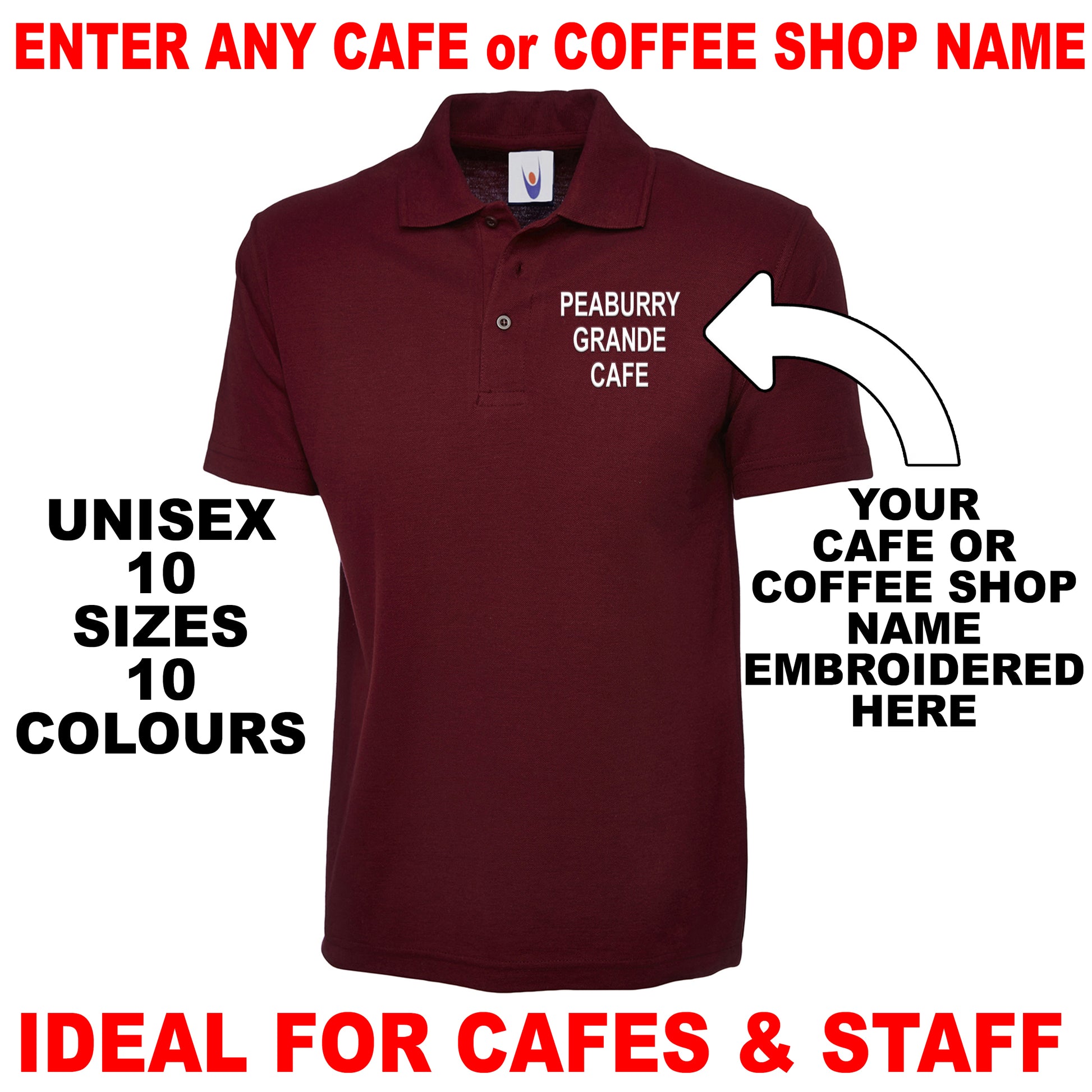 Personalised Cafe Polo Shirts UK