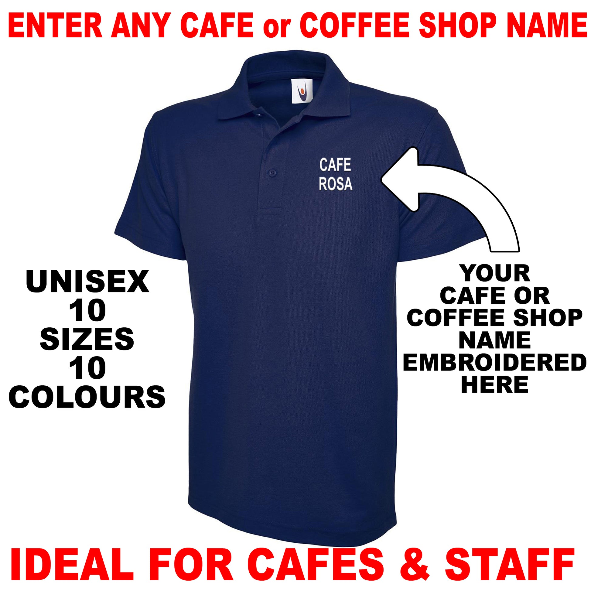 Personalised Cafe Polo Shirts UK