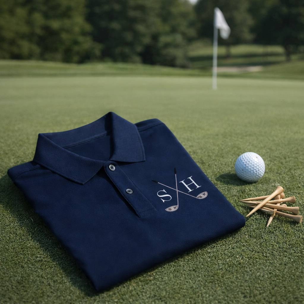 Personalised Golf Polo Shirt with Embroidered Initials Golfwear Gift for Golfer