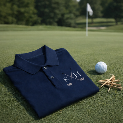 Personalised Golf Polo Shirt with Embroidered Initials Golfwear Gift for Golfer