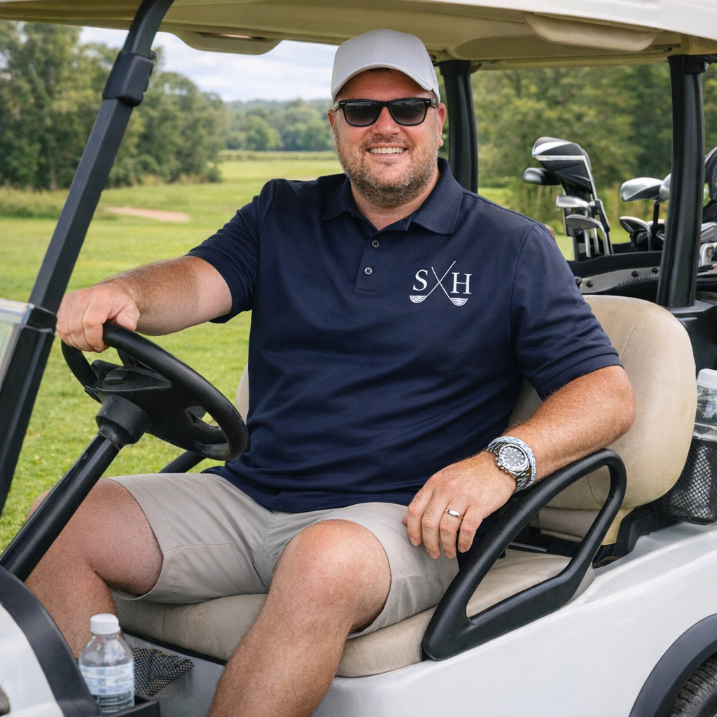 Personalised Golf Polo Shirt with Embroidered Initials Golfwear Gift for Golfer