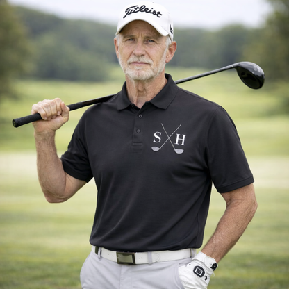 Personalised Golf Polo Shirt with Embroidered Initials Golfwear Gift for Golfer