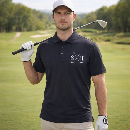Personalised Golf Polo Shirt with Embroidered Initials Golfwear Gift for Golfer