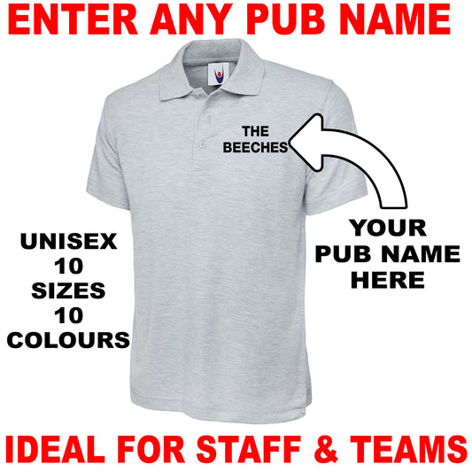 Personalised Pub Embroidered Classic Unisex Polo Shirt