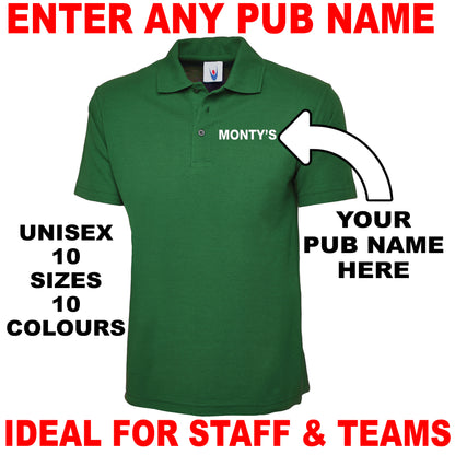 Personalised Pub Embroidered Classic Unisex Polo Shirt