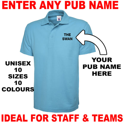 Personalised Pub Embroidered Classic Unisex Polo Shirt