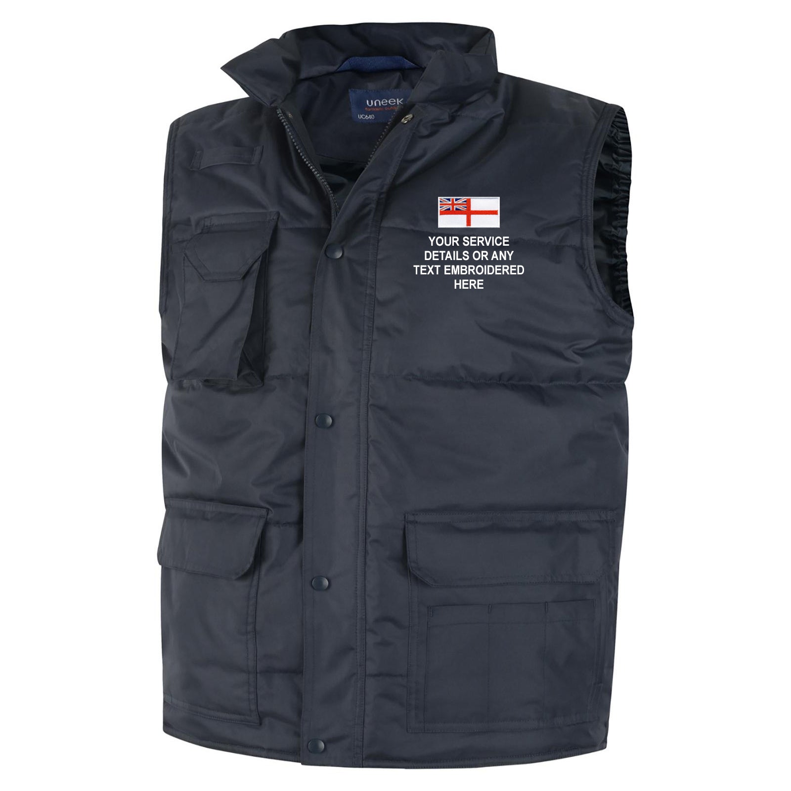 Personalised Royal Navy Gilet Embroidered Flag