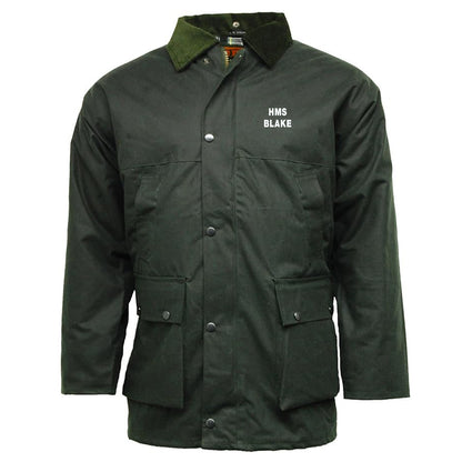Personalised Royal Navy Ship Padded Wax Jacket with any Ship Name