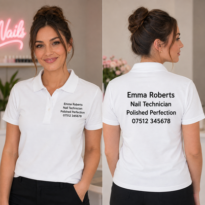 Personalised Workwear Classic Polo Shirt Printed with Your Company Details on Front and Back