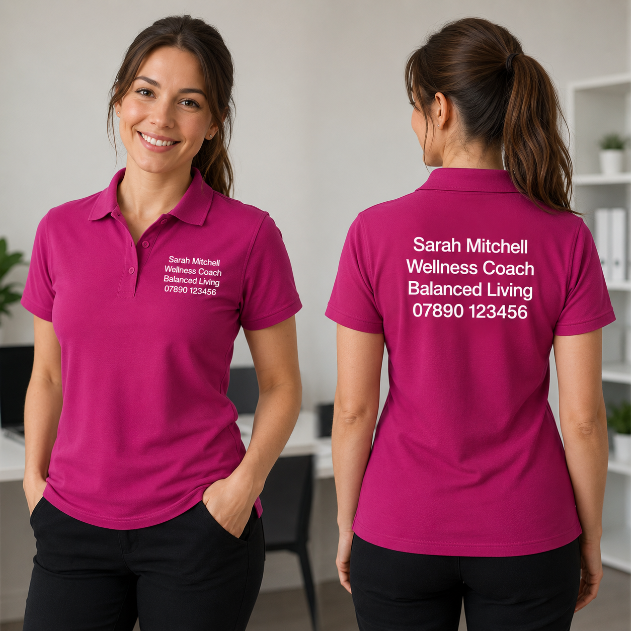 Personalised Workwear Classic Polo Shirt Printed with Your Company Details on Front and Back