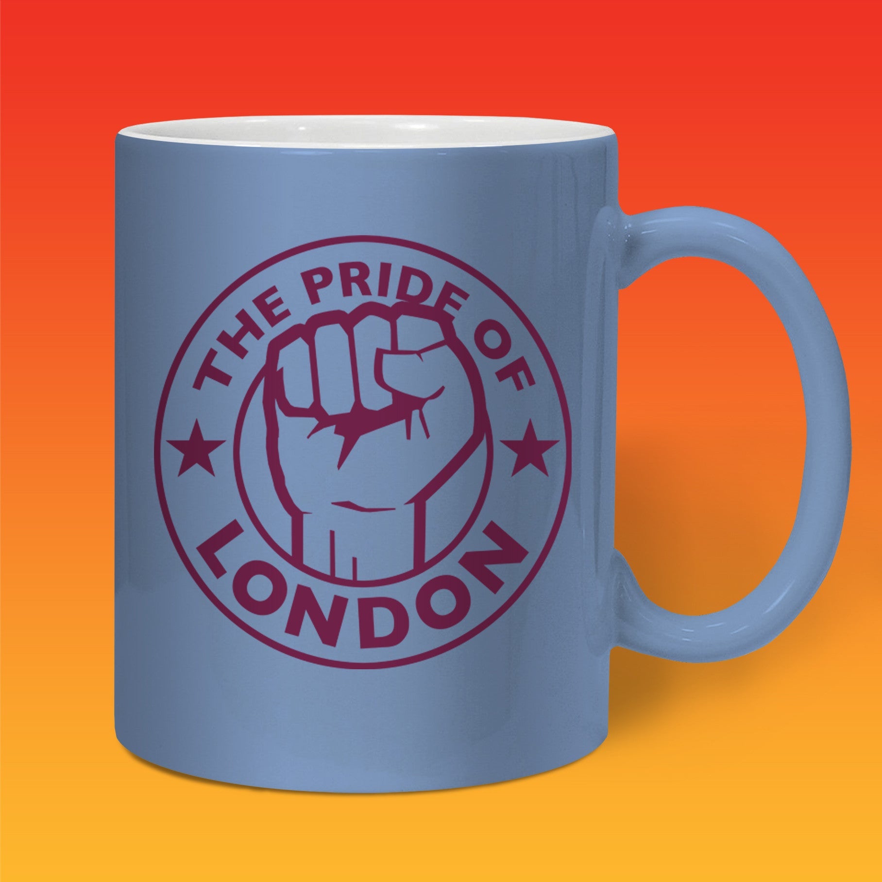 The Pride of London Mug Baby Blue Burgundy