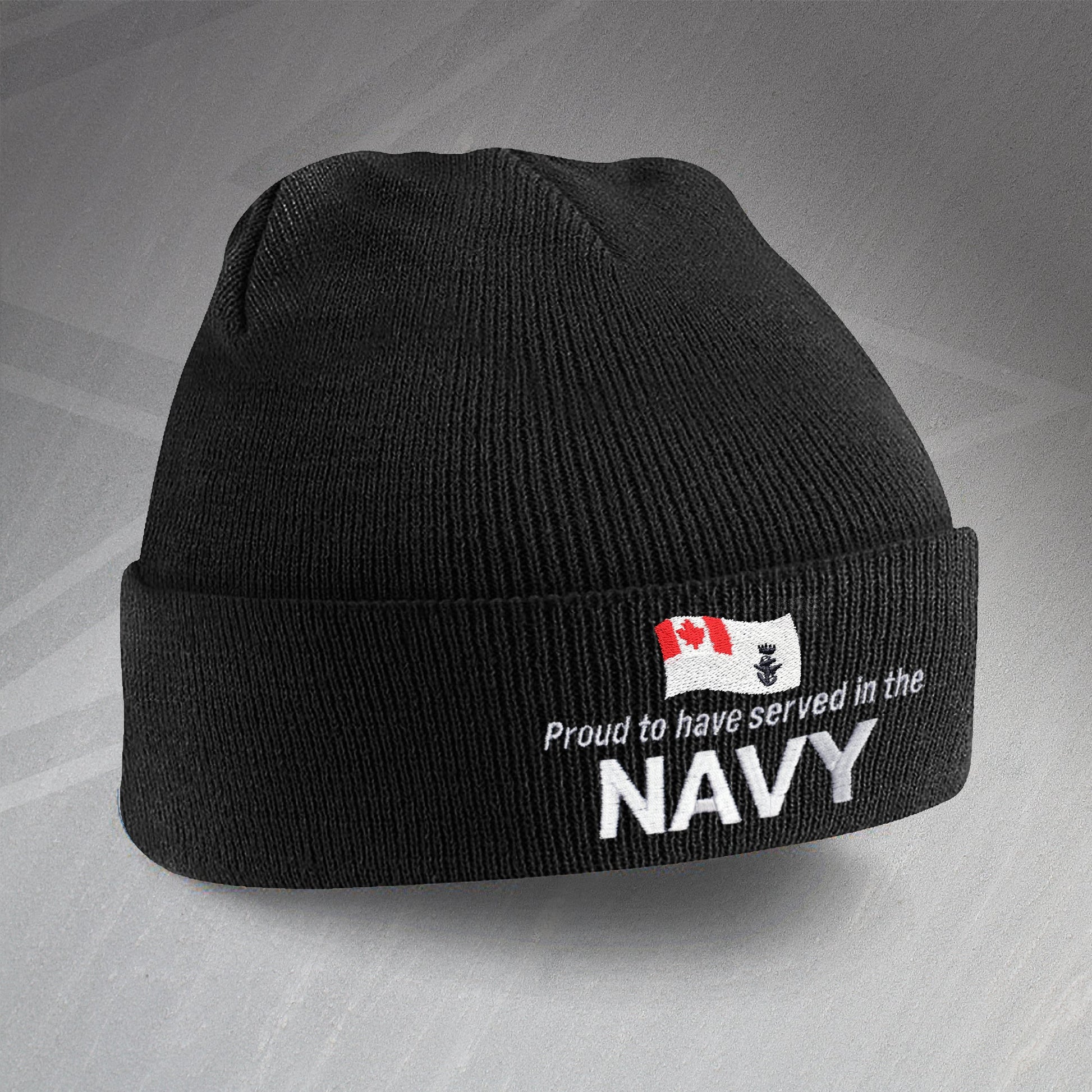 Proud to Have Served In The Canadian Navy Embroidered Beanie Hat