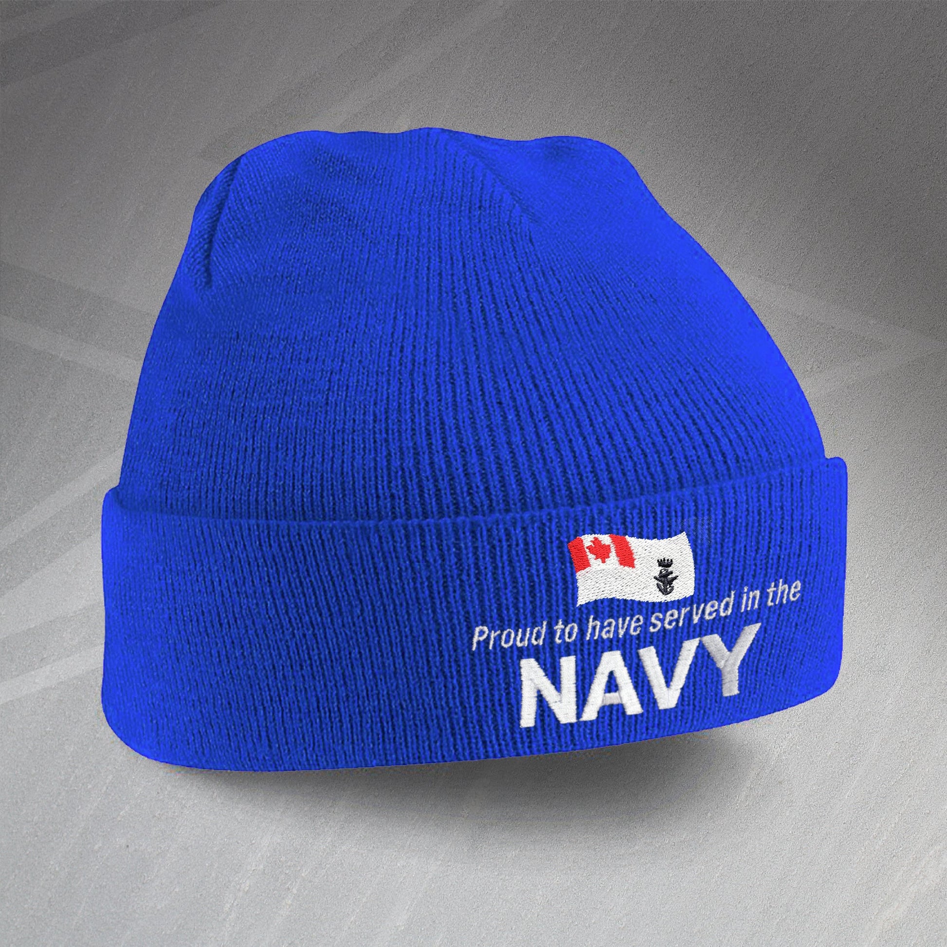 Proud to Have Served In The Canadian Navy Embroidered Beanie Hat