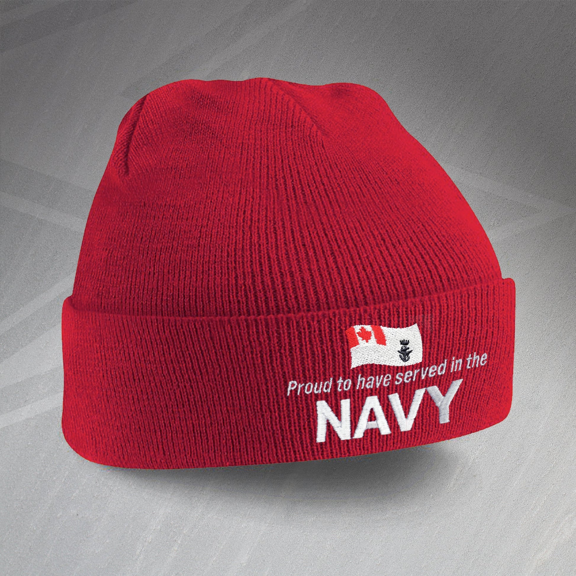Proud to Have Served In The Canadian Navy Embroidered Beanie Hat