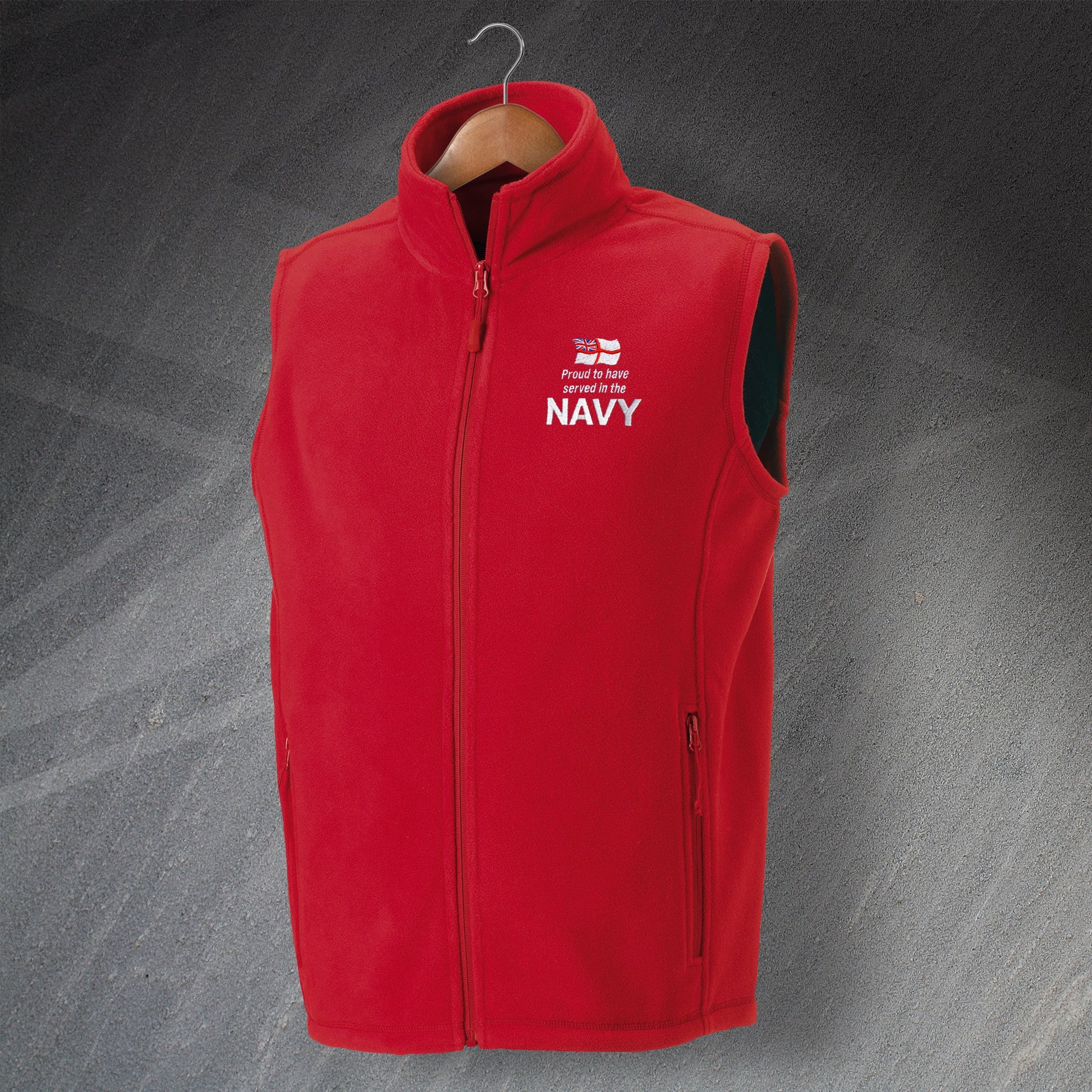 Navy Embroidered Fleece Gilet