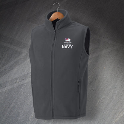 Navy Embroidered Fleece Gilet