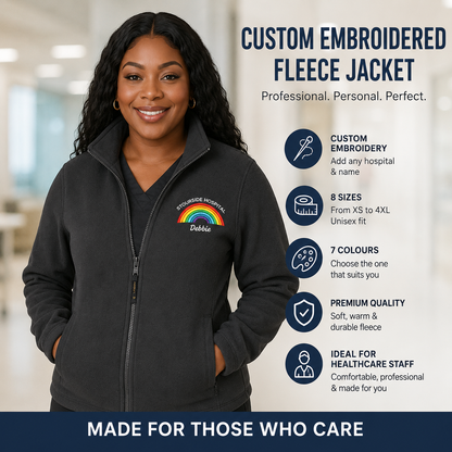 Rainbow Fleece Personalised Uniform Staff Embroidered Hospital Name Medical Fleece Student Nurse Fleece