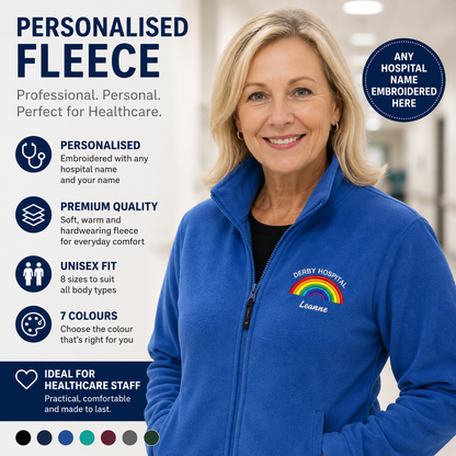 Rainbow Fleece Personalised Uniform Staff Embroidered Hospital Name Medical Fleece Student Nurse Fleece