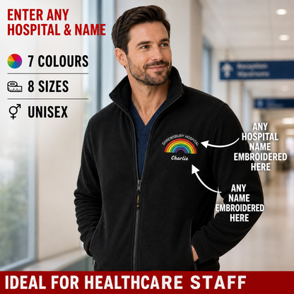 Rainbow Fleece Personalised Uniform Staff Embroidered Hospital Name Medical Fleece Student Nurse Fleece