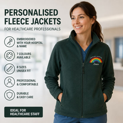 Rainbow Fleece Personalised Uniform Staff Embroidered Hospital Name Medical Fleece Student Nurse Fleece