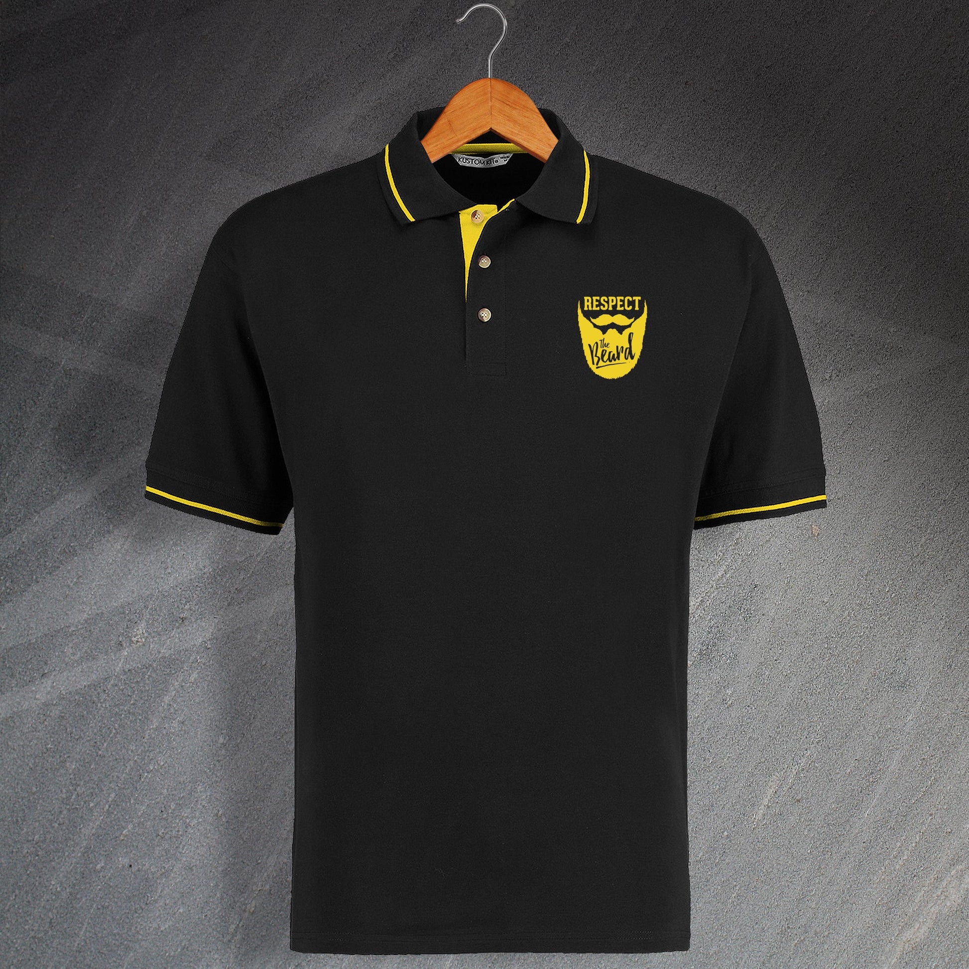 Respect The Beard Embroidered Contrast Polo Shirt