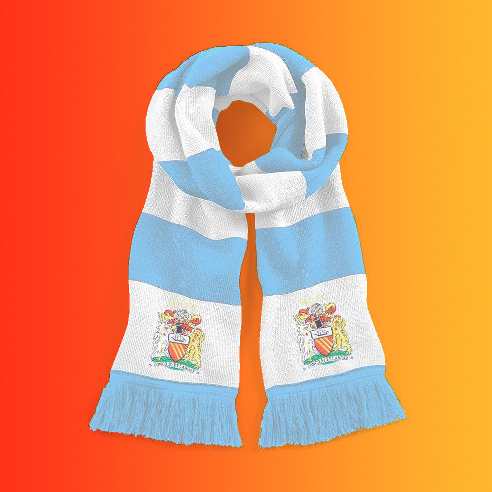 Retro City Bar Scarf with Embroidered Badge