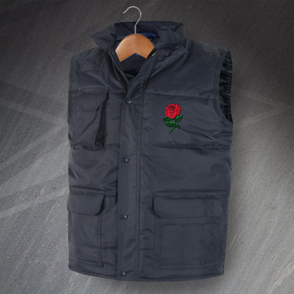 Retro England Rugby Embroidered Super Pro Bodywarmer